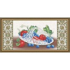 Панно для вышивки бисером «Хрусталь. Виноград и яблоки на бежевом»  (Схема или набор)